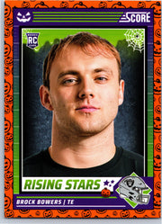 2024 Score-A-Treat Brock Bowers #8 Rising Stars RC Orange Pumpkins football card front
