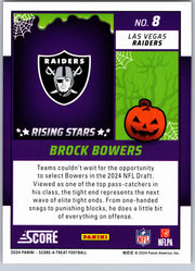 2024 Score-A-Treat Brock Bowers #8 Rising Stars RC Orange Pumpkins football card back