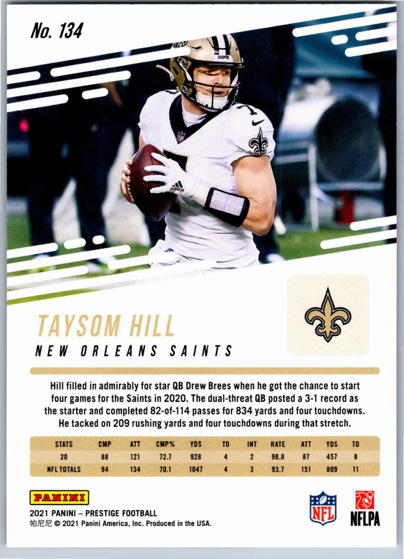 2021 Panini Prestige Taysom Hill #134 football card back