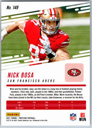 2021 Panini Prestige Nick Bosa #149 football card back