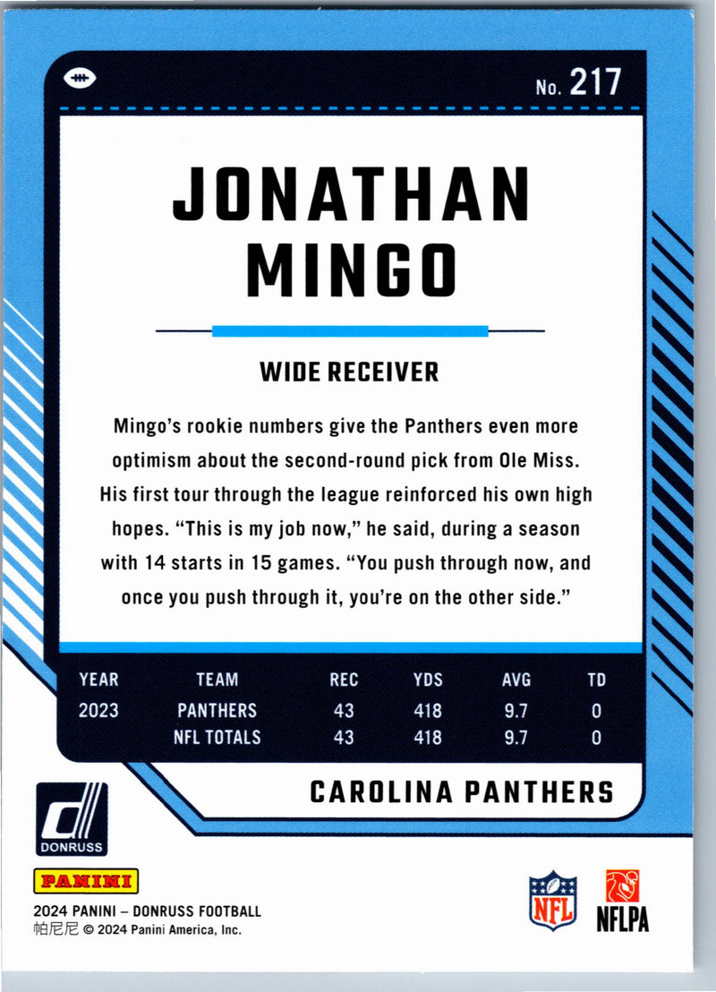 2024 Donruss Jonathan Mingo #217 football card back