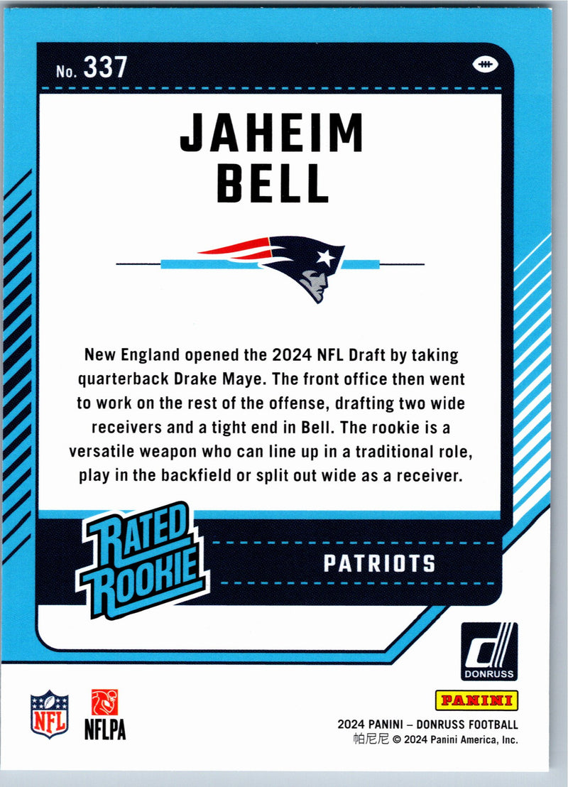 2024 Donruss Jaheim Bell #337 Rated Rookie football card back