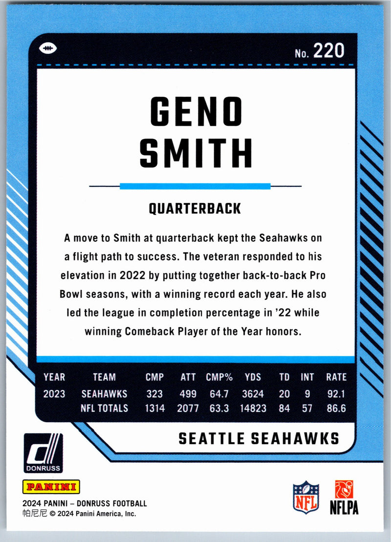 2024 Donruss Geno Smith #220 football card back