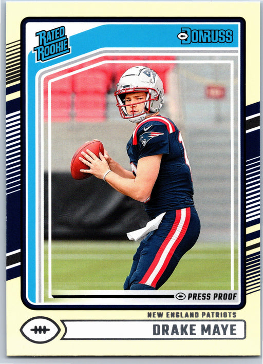 2024 Donruss Drake Maye #379 Rated Rookie Yellow Press Proof football card front