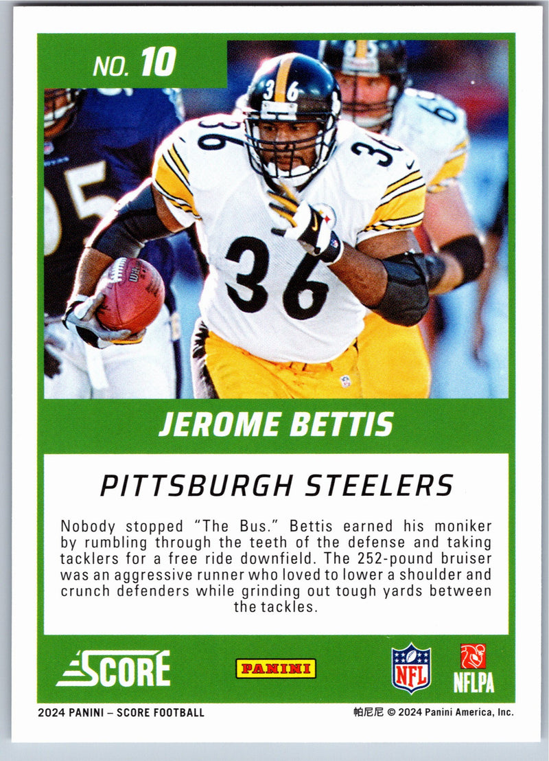 2024 Score First Ballot Jerome Bettis #10 football card back