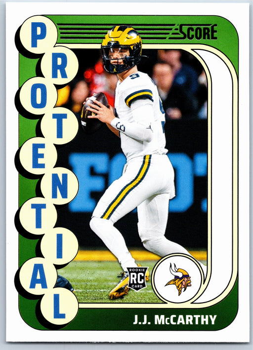 2024 Score Protential J.J. McCarthy #10 RC football card front
