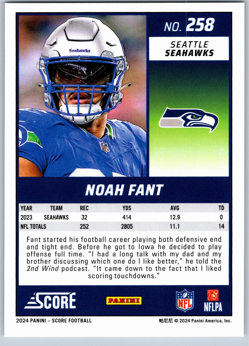 2024 Score Noah Fant #258 football card back