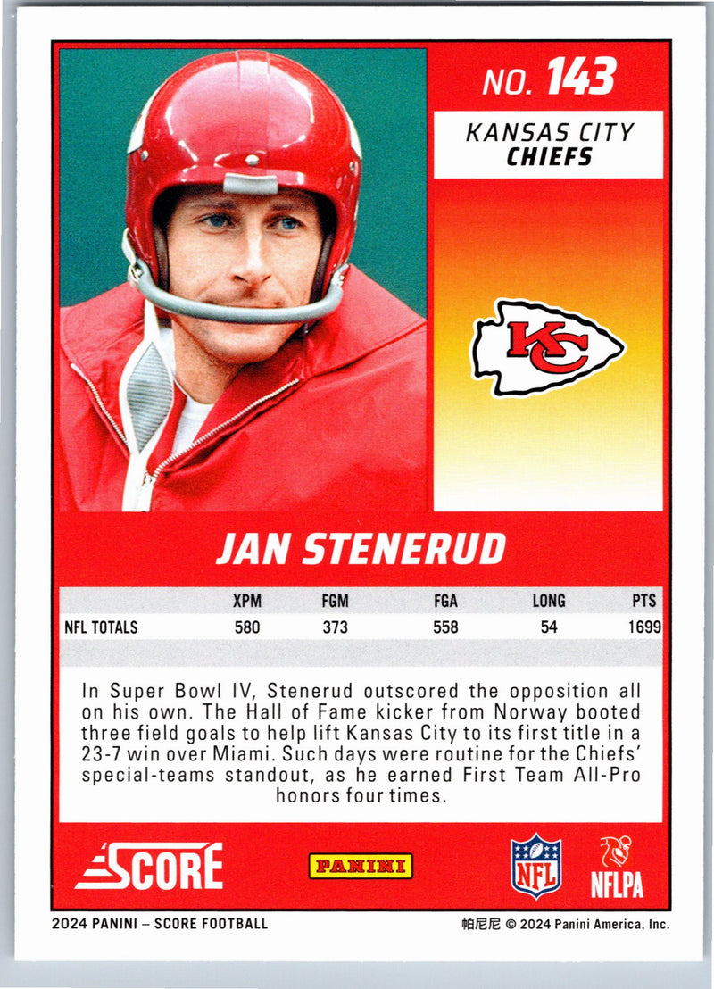 2024 Score Jan Stenerud #143 football card back