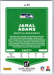 2021 Donruss Jamal Adams #34 football card back
