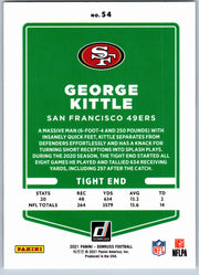 2021 Donruss George Kittle #54 football card back