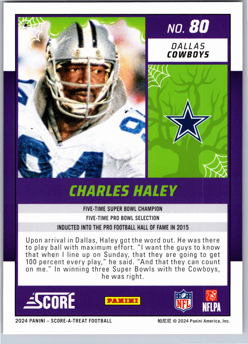 2024 Score-A-Treat Charles Haley #80 Orange Pumpkins football card back