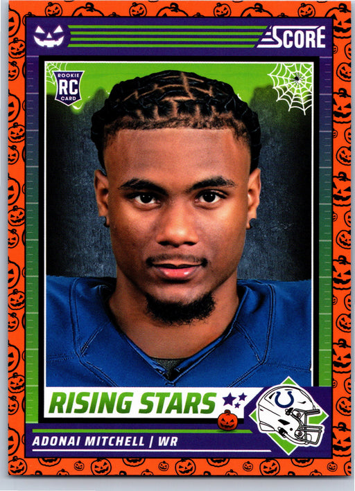 2024 Score-A-Treat Adonai Mitchell #1 Rising Stars RC Orange Pumpkins football card front