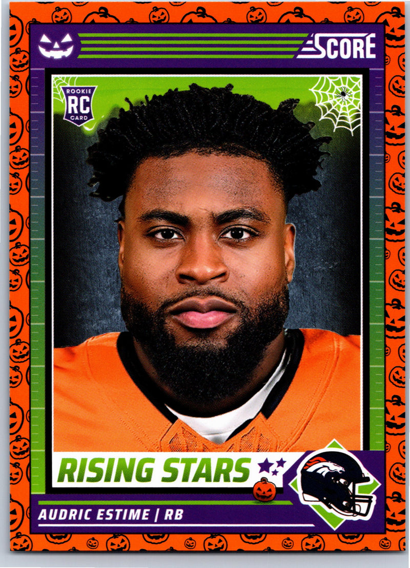 2024 Score-A-Treat Audric Estime #2 Rising Stars RC Orange Pumpkins football card front
