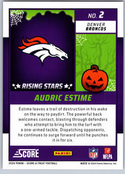 2024 Score-A-Treat Audric Estime #2 Rising Stars RC Orange Pumpkins football card back