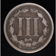 1865 Three Cent Nickel Civil War Era US Coin Strong Detail Reverse