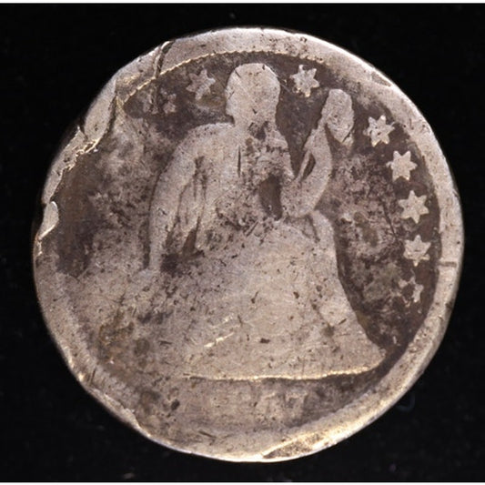 1857 Seated Liberty Dime 90 Percent Silver Coin Obverse