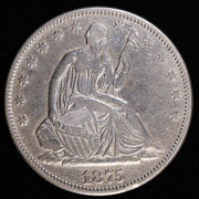 1875 Seated Liberty Half Dollar Silver 50C Coin Obverse