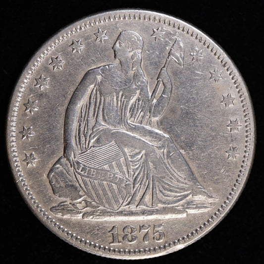 1875 Seated Liberty Half Dollar Silver 50C Coin Obverse