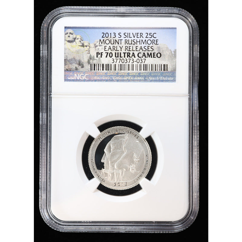 2013-S Silver Mount Rushmore Quarter NGC PF70 Ultra Cameo Early Releases