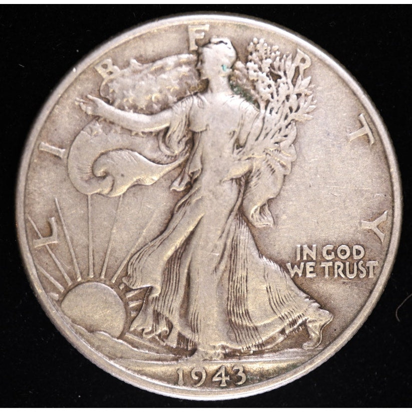 1943 Walking Liberty Half Dollar 90 Percent Silver Coin Obverse