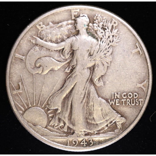 1943 Walking Liberty Half Dollar 90 Percent Silver Coin Obverse