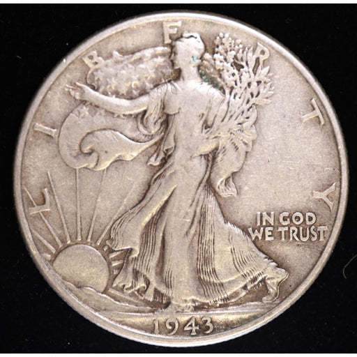 1943 Walking Liberty Half Dollar 90 Percent Silver Coin Obverse