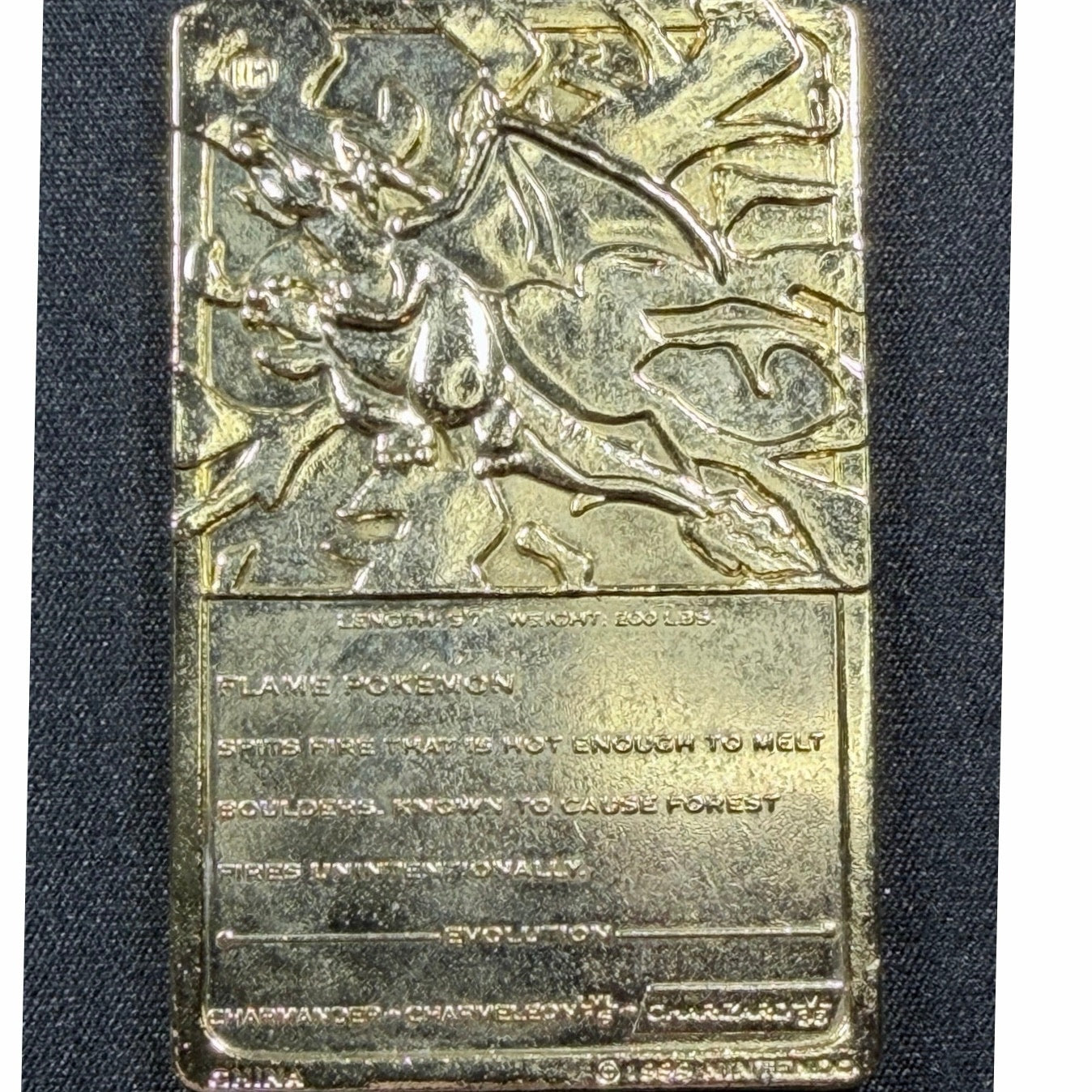 1999 Burger King Charizard 23K gold plated Pokemon card front