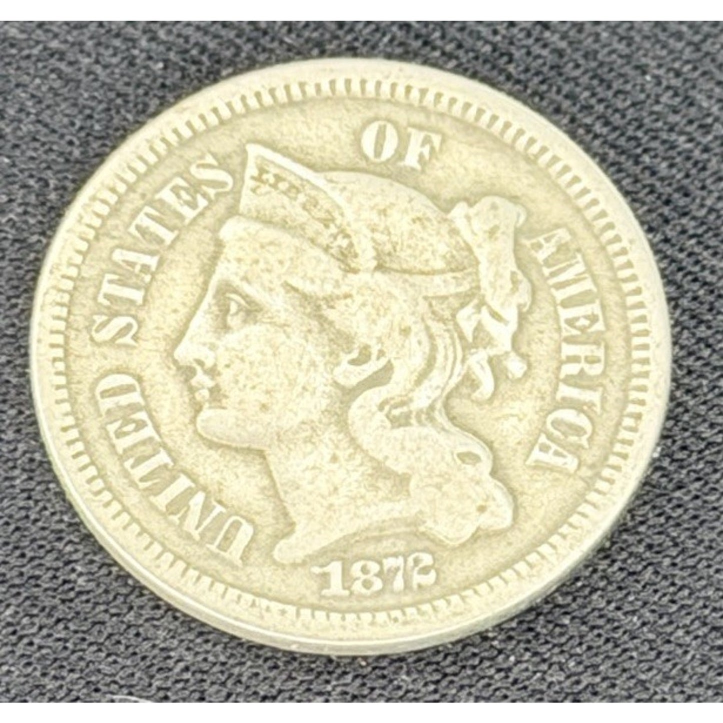 1872 Three Cent Nickel 3CN obverse VF better date coin