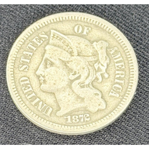 1872 Three Cent Nickel 3CN obverse VF better date coin