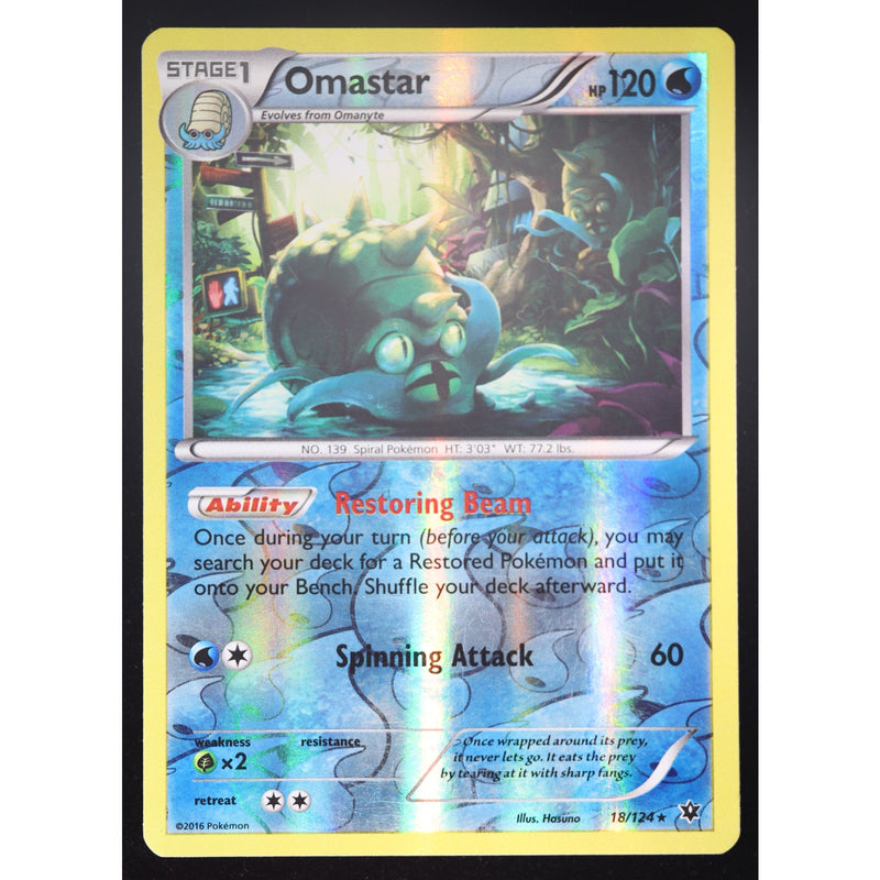 Pokemon Omastar 18/124 Fates Collide Reverse Holo English NM