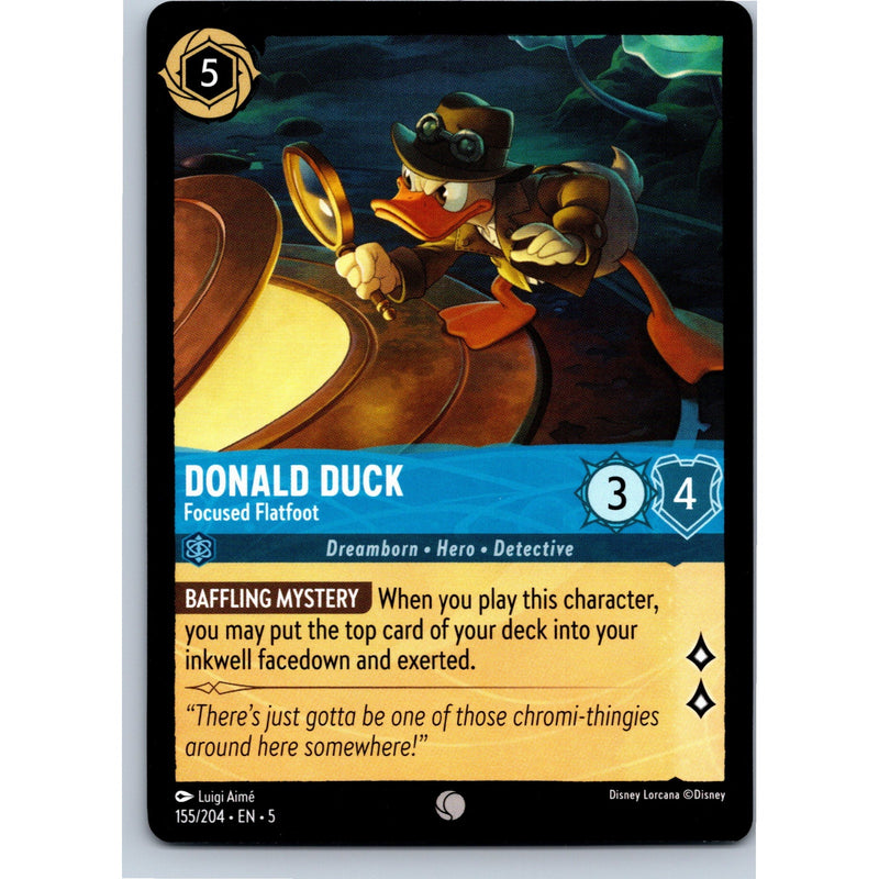 Disney Lorcana Donald Duck - Focused Flatfoot 155/204 SS Common Nonfoil NM