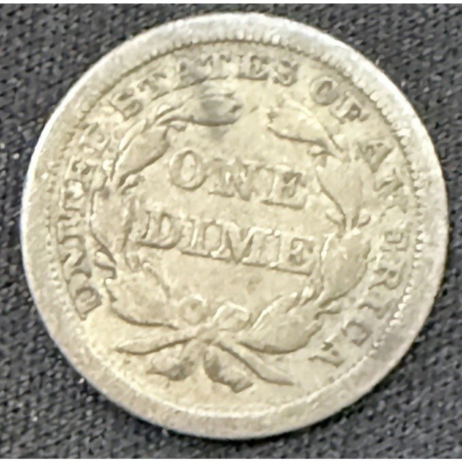 1854 P Arrows Seated Liberty Dime reverse early silver coin