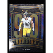 2025 Panini Select Numbers T.J. Watt #18 Steelers Football Card front