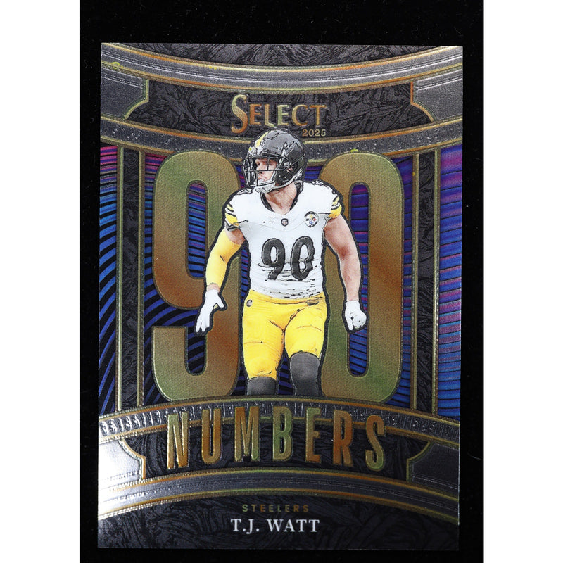 2025 Panini Select Numbers T.J. Watt #18 Steelers Football Card front