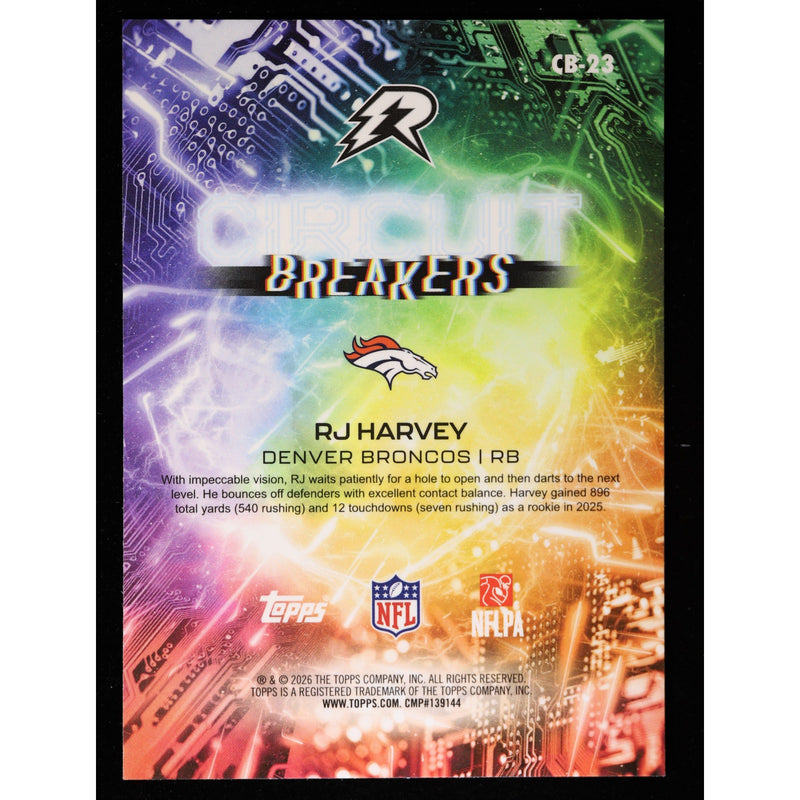 2025 Topps Resurgence RJ Harvey RC Circuit Breakers CB-23 — Near Mint