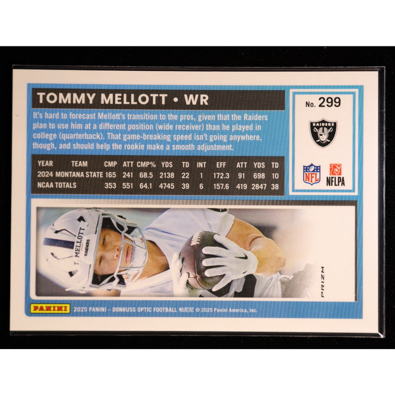2025 Donruss Optic Tommy Mellott RC #299 Red Scope — Near Mint