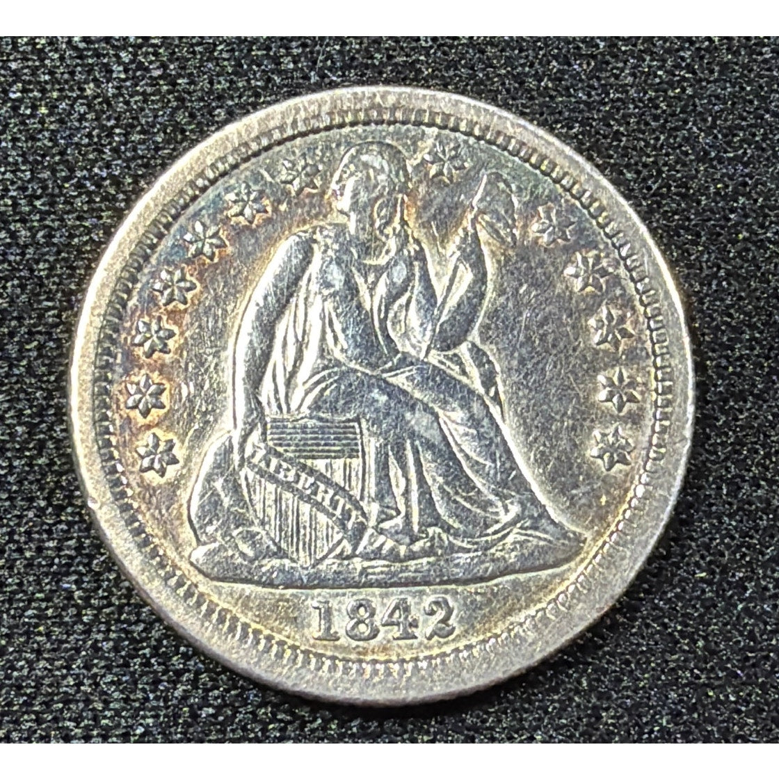1842 Seated Liberty Dime obverse with original luster