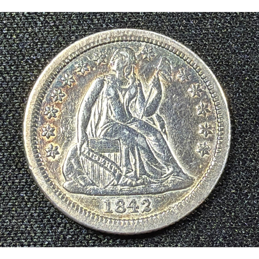 1842 Seated Liberty Dime obverse with original luster