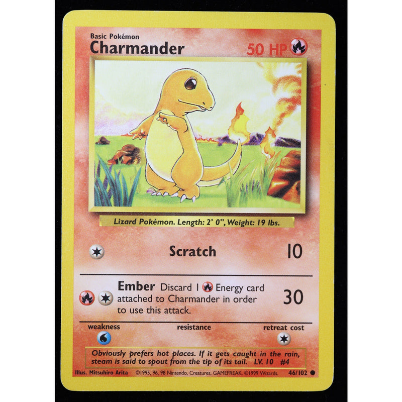 Charmander 46/102 Base Set Unlimited 1999 Pokemon WOTC Vintage MP