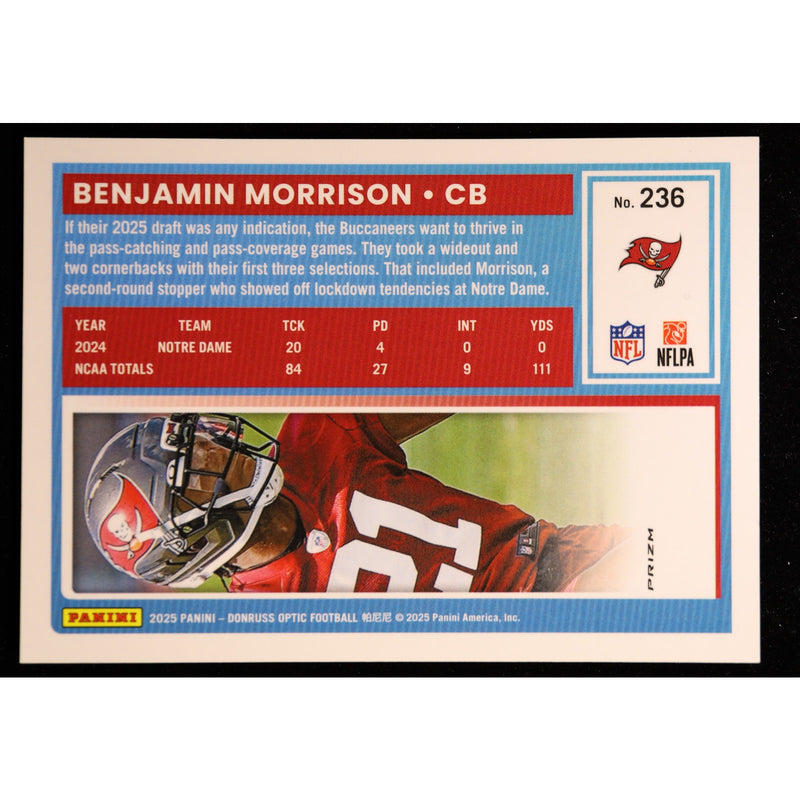 2025 Donruss Optic Benjamin Morrison RC #236 Red Scope — Near Mint