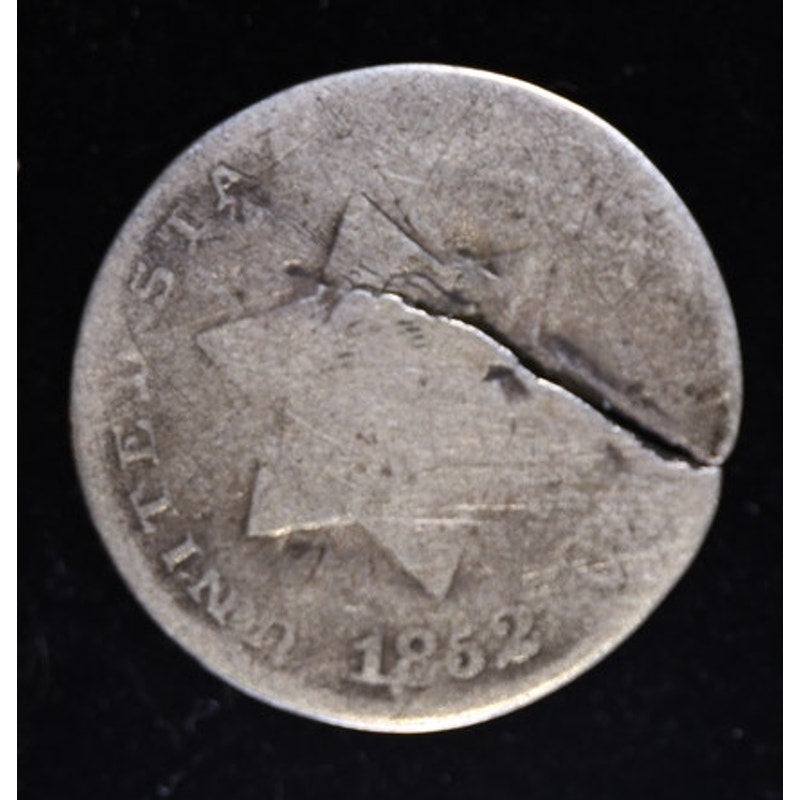 1852 Three Cent Silver Trime Damaged US Coin