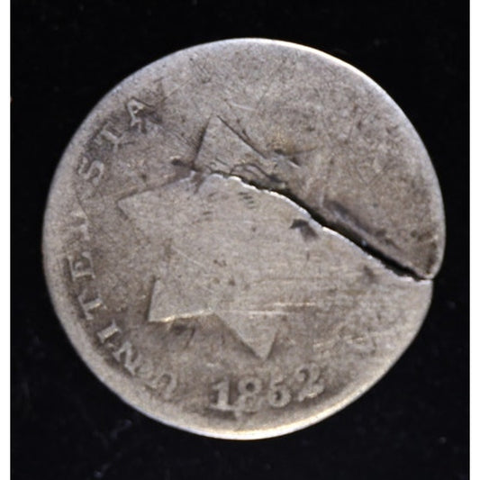 1852 Three Cent Silver Trime Damaged US Coin