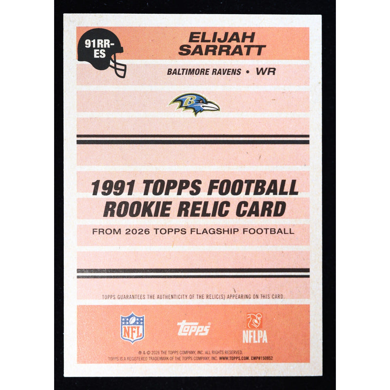 2026 Topps Flagship Elijah Sarratt RC Rookie Relic 91RR-ES — Near Mint