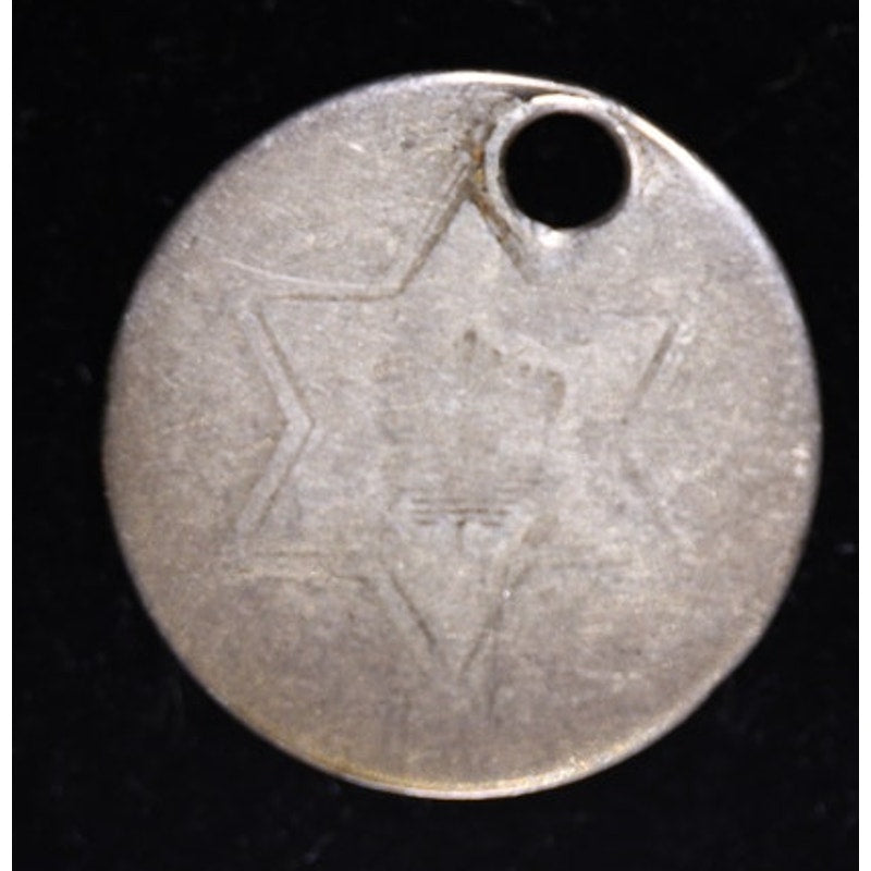 Holed Silver Three Cent Trime Date Unknown US Coin