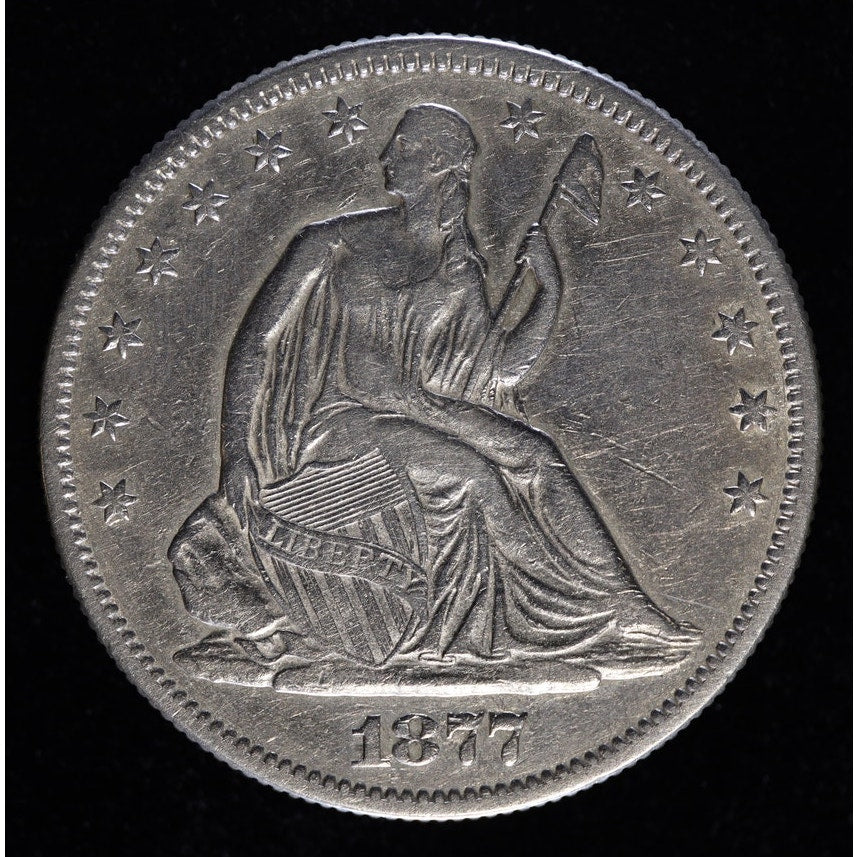 1877 Seated Liberty Half Dollar silver 50 cent coin obverse