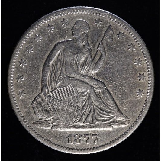 1877 Seated Liberty Half Dollar silver 50 cent coin obverse