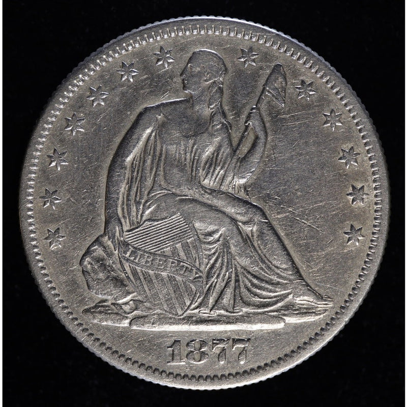 1877 Seated Liberty Half Dollar silver 50 cent coin obverse