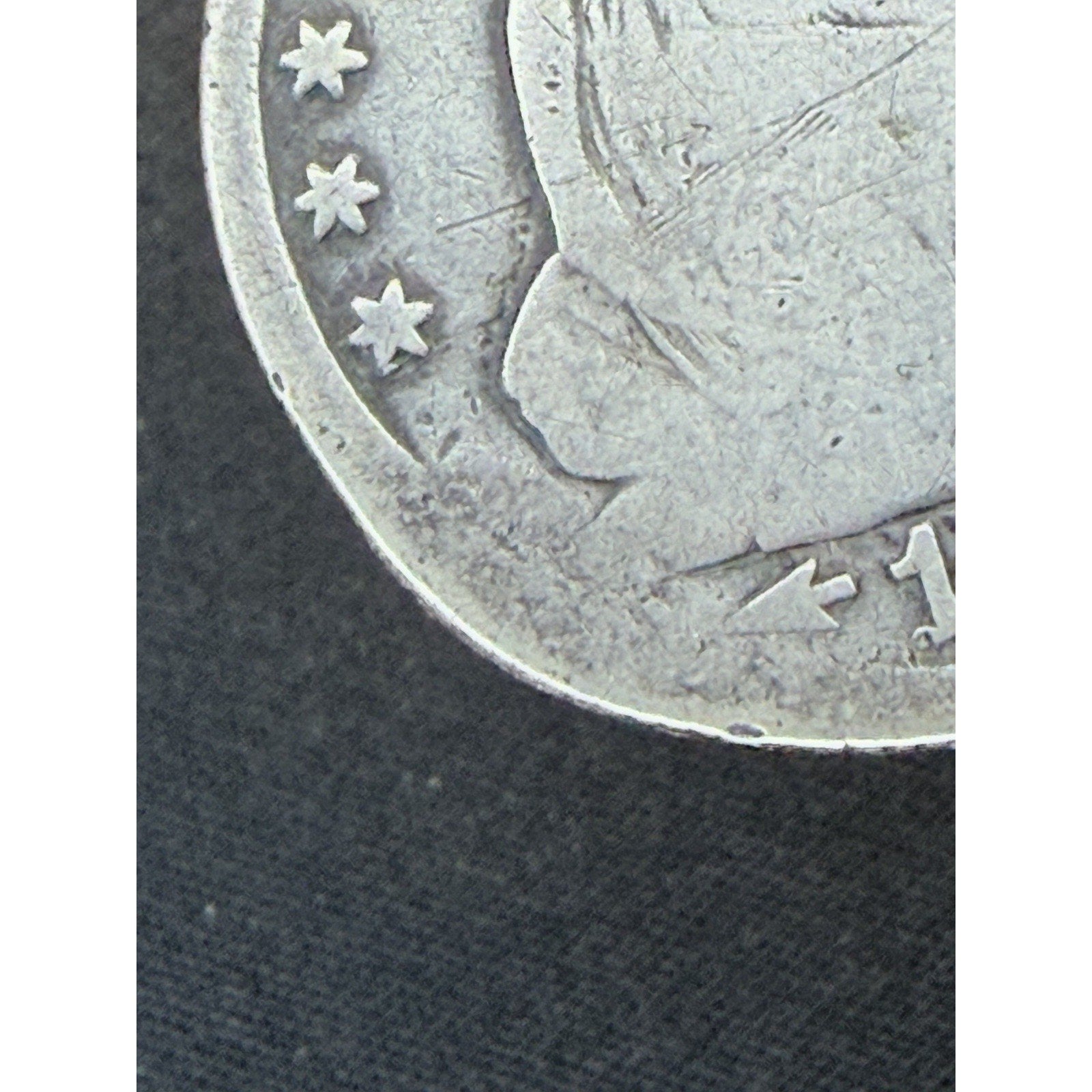 Historic 1854-O Seated Liberty fifty cent coin rim wear