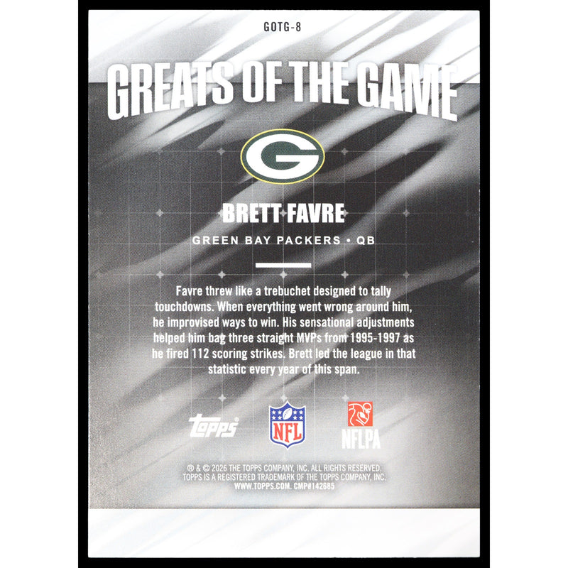 2026 Topps Flagship Brett Favre Greats of the Game Crackle GOTG-8 — Near Mint
