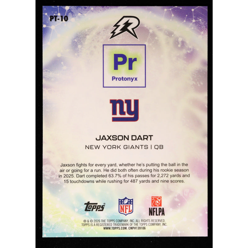 2025 Topps Resurgence Jaxson Dart RC Protonyx PT-10 — Near Mint